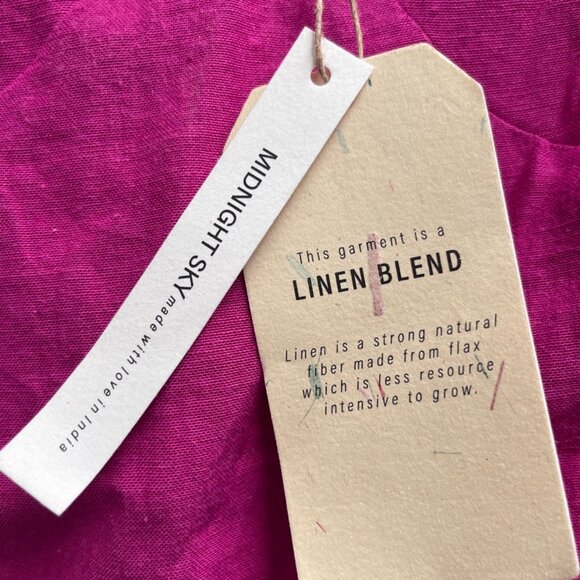 Midnight Sky Linen Blend Ruched Strap Crop Top in Fuchsia Pink – Size L - Picture 2 of 3